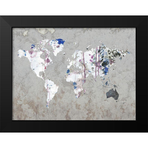 Map Your Adventures Black Modern Wood Framed Art Print by Lewis, Sheldon