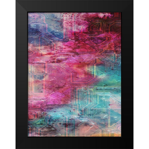 Third Dimensional Color Drift Black Modern Wood Framed Art Print by Lewis, Sheldon