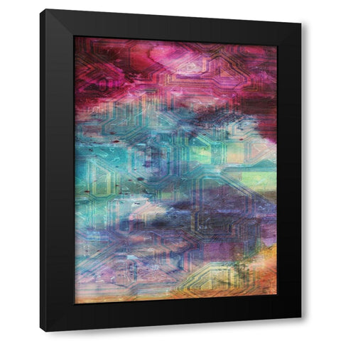Fifth Dimensional Color Drift Black Modern Wood Framed Art Print with Double Matting by Lewis, Sheldon