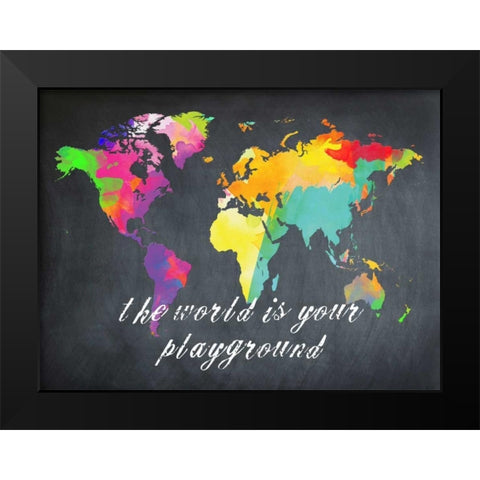 The World is Yours Black Modern Wood Framed Art Print by Lewis, Sheldon