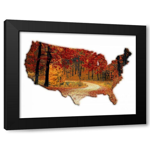 Fall Time USA Black Modern Wood Framed Art Print with Double Matting by Lewis, Sheldon