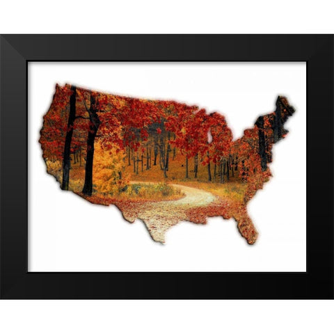 Fall Time USA Black Modern Wood Framed Art Print by Lewis, Sheldon
