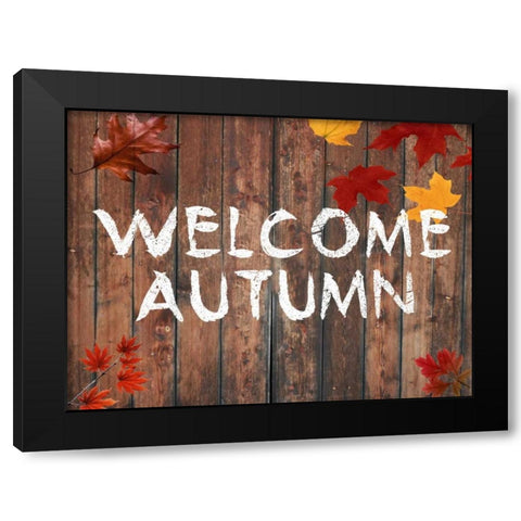 Welcome Autumn Black Modern Wood Framed Art Print with Double Matting by Lewis, Sheldon