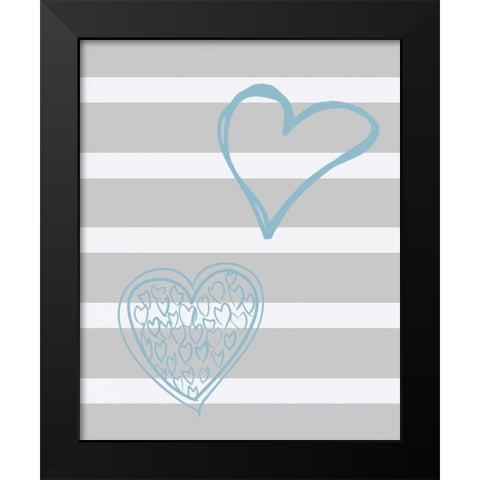 Loving Hearts Black Modern Wood Framed Art Print by Lewis, Sheldon