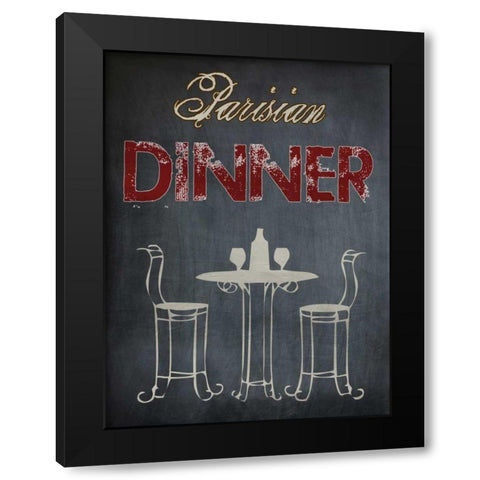 Parisian Dinner Cream Black Modern Wood Framed Art Print by Lewis, Sheldon