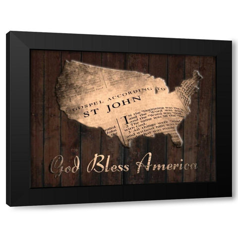 God Bless America Black Modern Wood Framed Art Print by Lewis, Sheldon