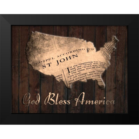 God Bless America Black Modern Wood Framed Art Print by Lewis, Sheldon