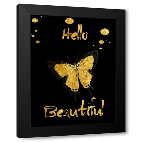 Hello Black Modern Wood Framed Art Print by Lewis, Sheldon