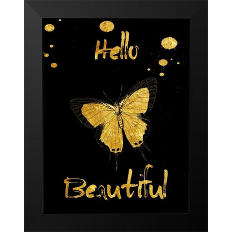 Hello Black Modern Wood Framed Art Print by Lewis, Sheldon