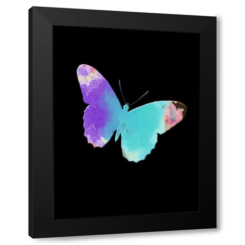 Watercolor Butterfly Black Modern Wood Framed Art Print with Double Matting by Lewis, Sheldon