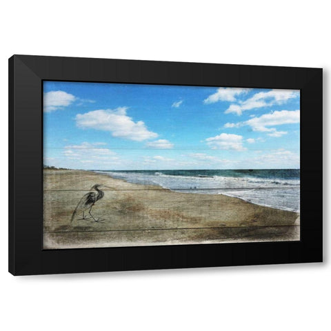 Tranquil Walk By The Ocean Black Modern Wood Framed Art Print with Double Matting by Lewis, Sheldon