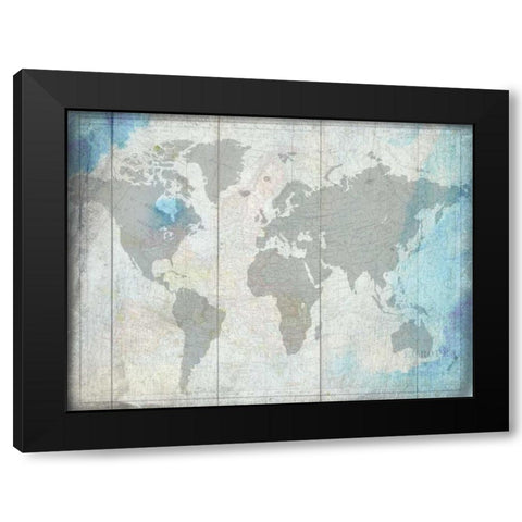 The World Black Modern Wood Framed Art Print by Lewis, Sheldon