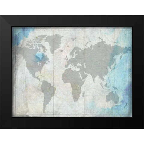 The World Black Modern Wood Framed Art Print by Lewis, Sheldon