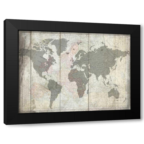 The World Black Modern Wood Framed Art Print by Lewis, Sheldon