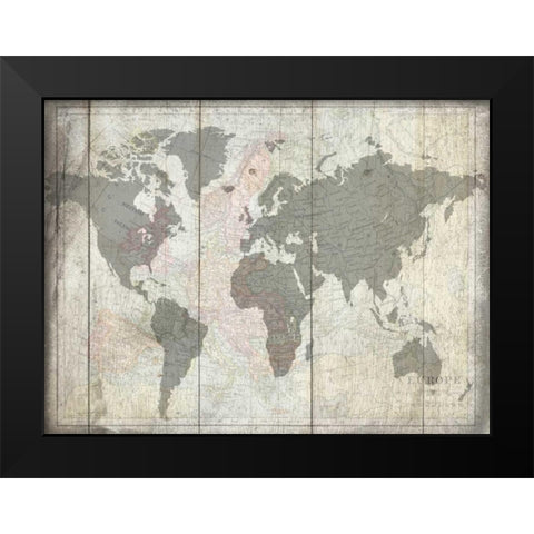 The World Black Modern Wood Framed Art Print by Lewis, Sheldon
