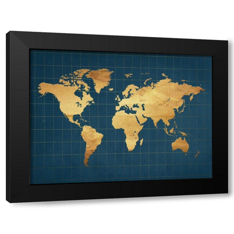 The World Grid Black Modern Wood Framed Art Print by Lewis, Sheldon