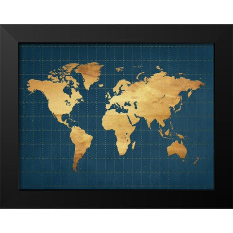 The World Grid Black Modern Wood Framed Art Print by Lewis, Sheldon