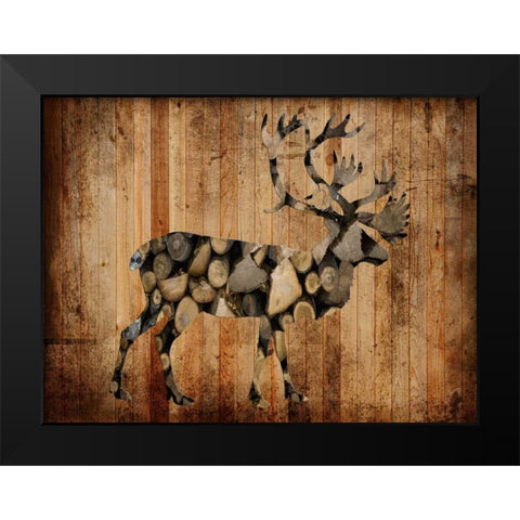 Deer Woods Black Modern Wood Framed Art Print by Lewis, Sheldon