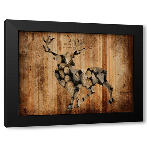 Deer Woods 2 Black Modern Wood Framed Art Print with Double Matting by Lewis, Sheldon