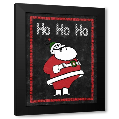 HO HO HO Black Modern Wood Framed Art Print with Double Matting by Lewis, Sheldon