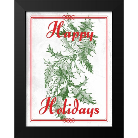 Happy Holidays Black Modern Wood Framed Art Print by Lewis, Sheldon