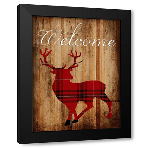 Holiday Deer Black Modern Wood Framed Art Print by Lewis, Sheldon