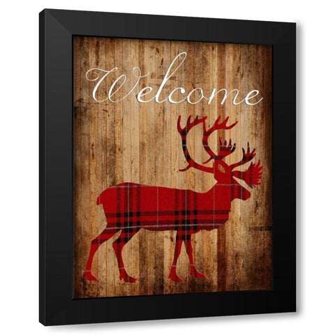 Holiday Deer 2 Black Modern Wood Framed Art Print by Lewis, Sheldon