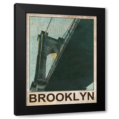 Hey Brooklyn Black Modern Wood Framed Art Print by Lewis, Sheldon
