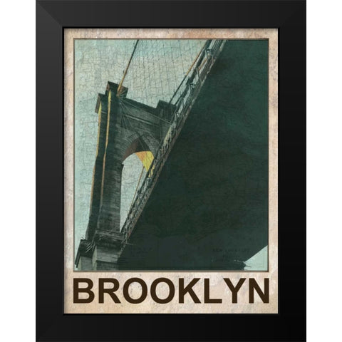 Hey Brooklyn Black Modern Wood Framed Art Print by Lewis, Sheldon