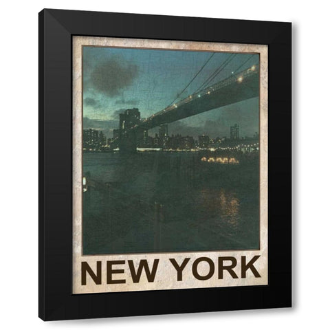 New York Night Black Modern Wood Framed Art Print with Double Matting by Lewis, Sheldon