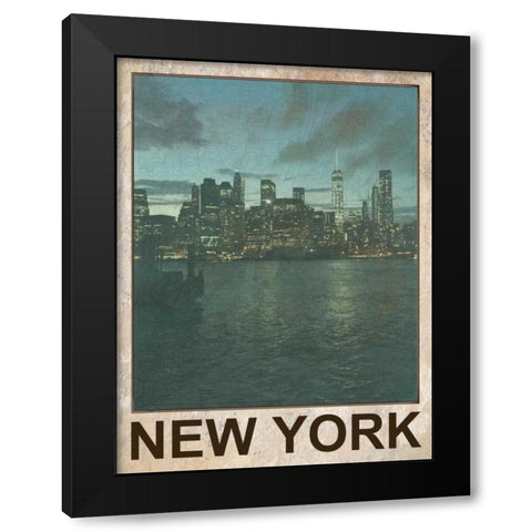 New York Night 2 Black Modern Wood Framed Art Print by Lewis, Sheldon