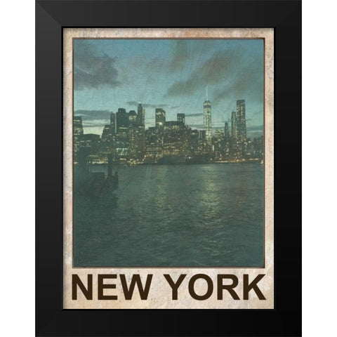 New York Night 2 Black Modern Wood Framed Art Print by Lewis, Sheldon