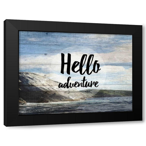 Hello Adventure Black Modern Wood Framed Art Print with Double Matting by Lewis, Sheldon