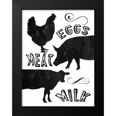 Local Eggs Meat Milk Black Modern Wood Framed Art Print by Lewis, Sheldon