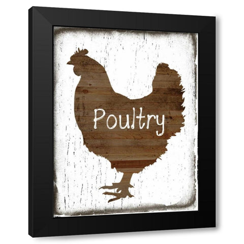 Poultry Butcher Block Black Modern Wood Framed Art Print by Lewis, Sheldon