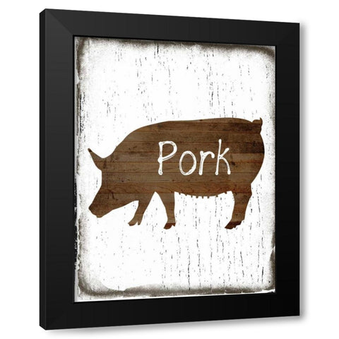Pork Butcher Block Black Modern Wood Framed Art Print with Double Matting by Lewis, Sheldon