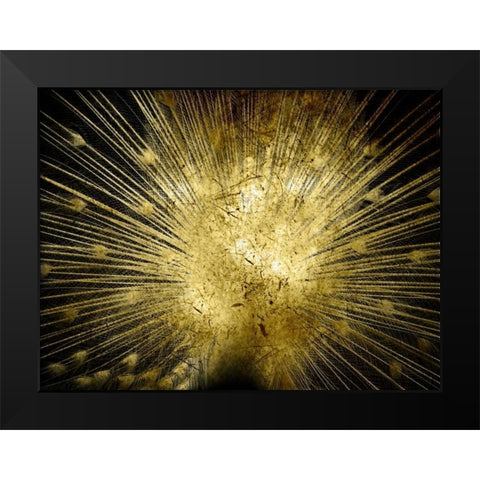 Golden Peacock Black Modern Wood Framed Art Print by Lewis, Sheldon