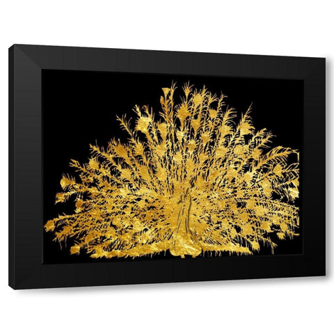 Golden Peacock 4 Black Modern Wood Framed Art Print with Double Matting by Lewis, Sheldon