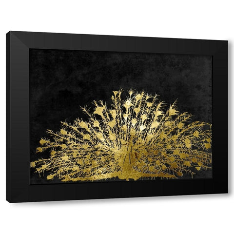 Golden Peacock 2 Black Modern Wood Framed Art Print with Double Matting by Lewis, Sheldon