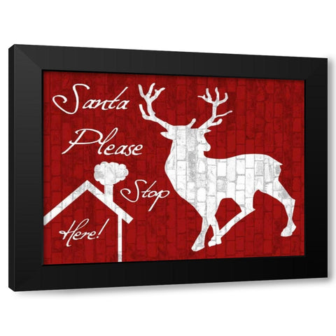 Stop Here Black Modern Wood Framed Art Print by Lewis, Sheldon