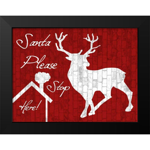 Stop Here Black Modern Wood Framed Art Print by Lewis, Sheldon