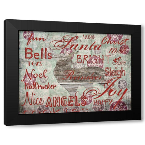 Christmas Wallpaper 2 Black Modern Wood Framed Art Print by Lewis, Sheldon
