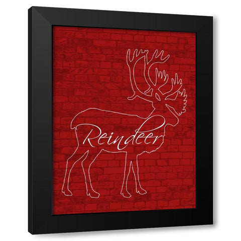 Reindeer Black Modern Wood Framed Art Print by Lewis, Sheldon