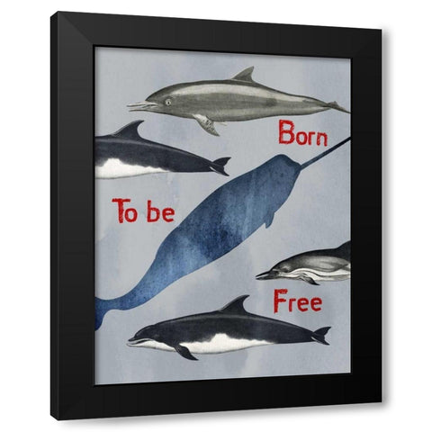 Born To Be Free Black Modern Wood Framed Art Print with Double Matting by Lewis, Sheldon