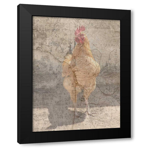 Traveling Rooster Black Modern Wood Framed Art Print by Lewis, Sheldon