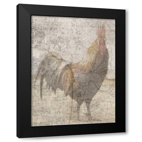 Traveling Rooster 2 Black Modern Wood Framed Art Print with Double Matting by Lewis, Sheldon