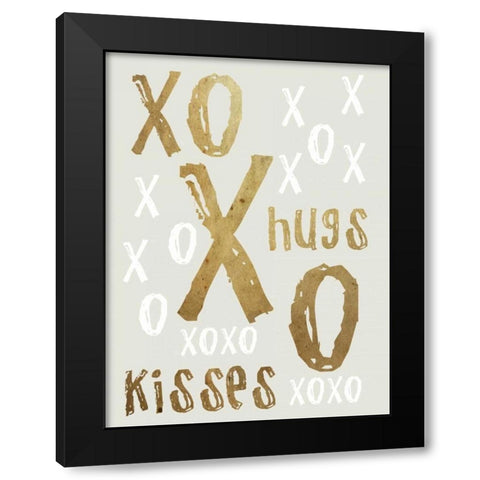 Hugs and Kisses Gold Black Modern Wood Framed Art Print by Lewis, Sheldon