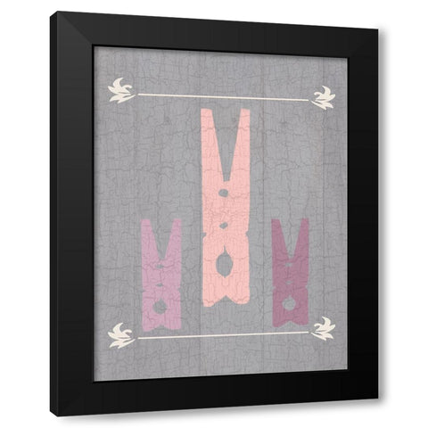 Laundry Pins Black Modern Wood Framed Art Print with Double Matting by Lewis, Sheldon