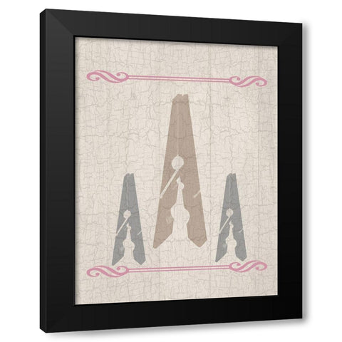 Laundry Pins 2 Black Modern Wood Framed Art Print by Lewis, Sheldon