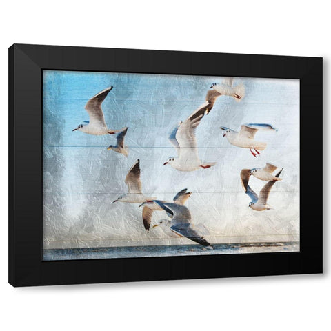 Fly With Friends Black Modern Wood Framed Art Print by Lewis, Sheldon